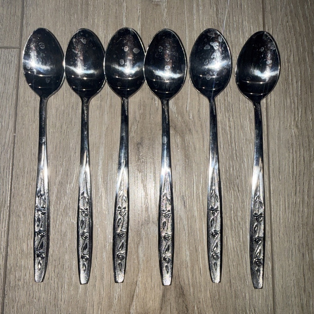 Ekco Eterna ROSE COTILLION 11 Iced Tea Spoons Stainless Steel Flatware Taiwan